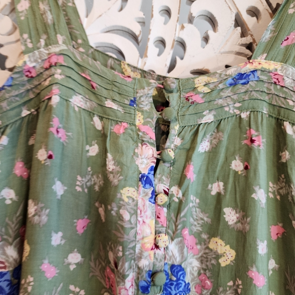 AUGUSTE THE LABEL OLIVE FLORAL MIDI DRESS, SLEEVELESS, BACK BOTTON OPEN SIZE 2 - Picture 6 of 12